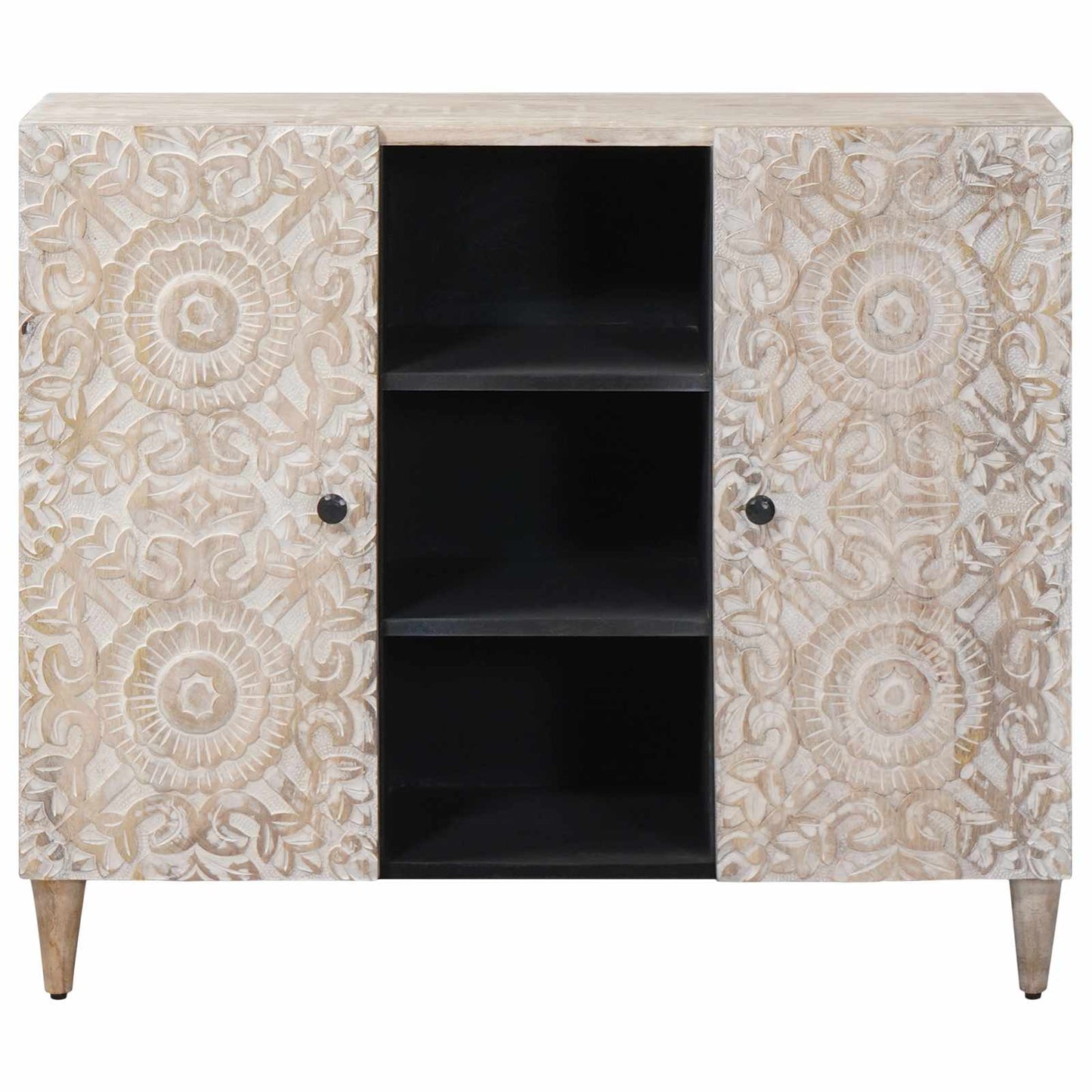Credenza Bianco 90 x 33,5 x 75 cm Legno di mango massello