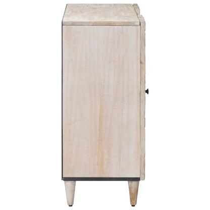 Credenza Bianco 90 x 33,5 x 75 cm Legno di mango massello