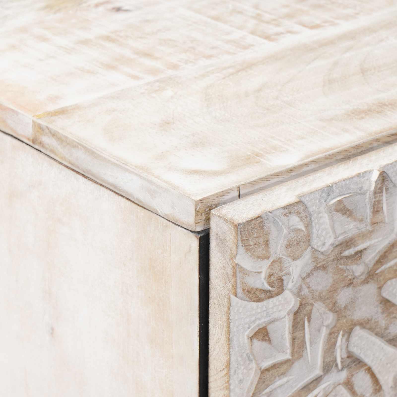 Mobile Alto Bianco 40 x 33,5 x 110 cm Legno di mango massello | homemem39