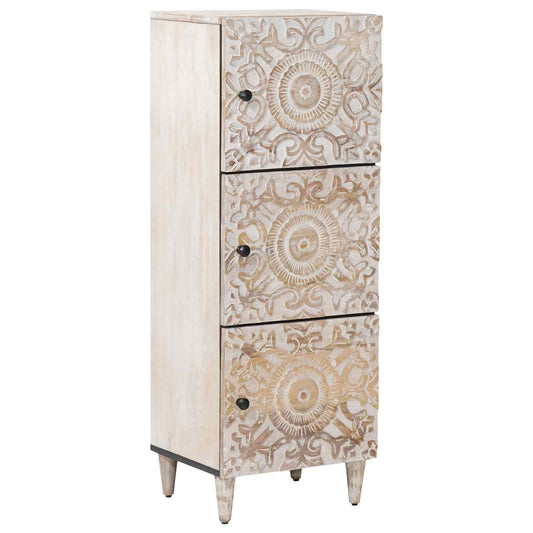 Mobile Alto Bianco 40 x 33,5 x 110 cm Legno di mango massello | homemem39