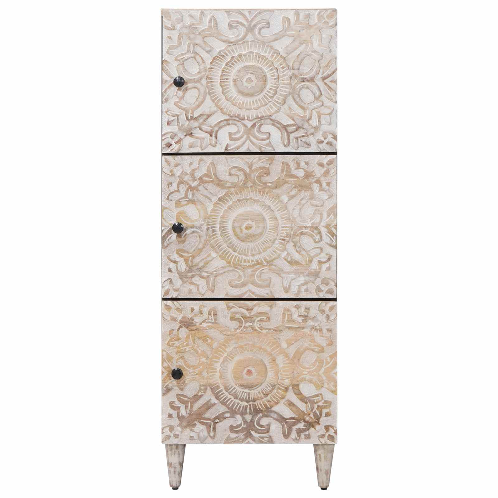 Mobile Alto Bianco 40 x 33,5 x 110 cm Legno di mango massello | homemem39