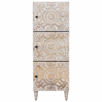 Mobile Alto Bianco 40 x 33,5 x 110 cm Legno di mango massello