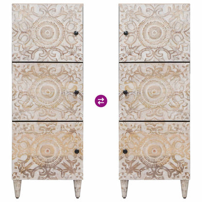 Mobile Alto Bianco 40 x 33,5 x 110 cm Legno di mango massello | homemem39