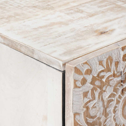 Mobile Alto Bianco 60 x 33,5 x 100 cm Legno di mango massello | homemem39