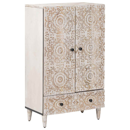 Mobile Alto Bianco 60 x 33,5 x 100 cm Legno di mango massello | homemem39