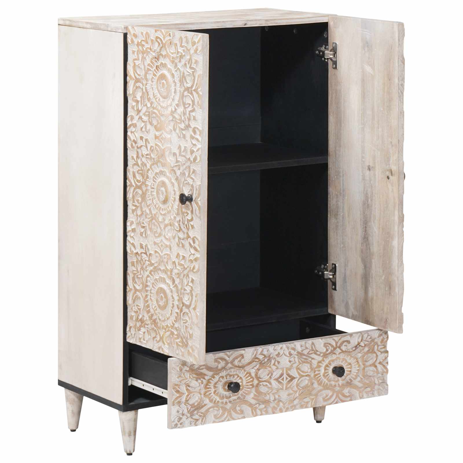 Mobile Alto Bianco 60 x 33,5 x 100 cm Legno di mango massello | homemem39