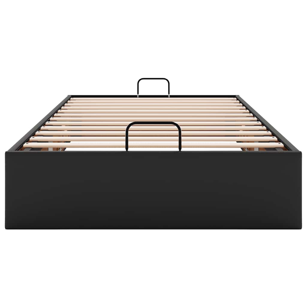 Struttura Letto Pouf senza Materasso Nero 80x200 cm Similpelle