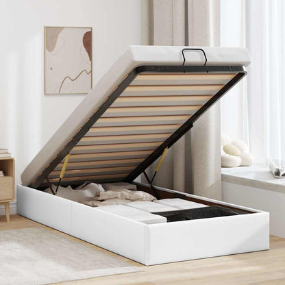 Struttura Letto Pouf senza Materasso Bianco 80x200cm Similpelle