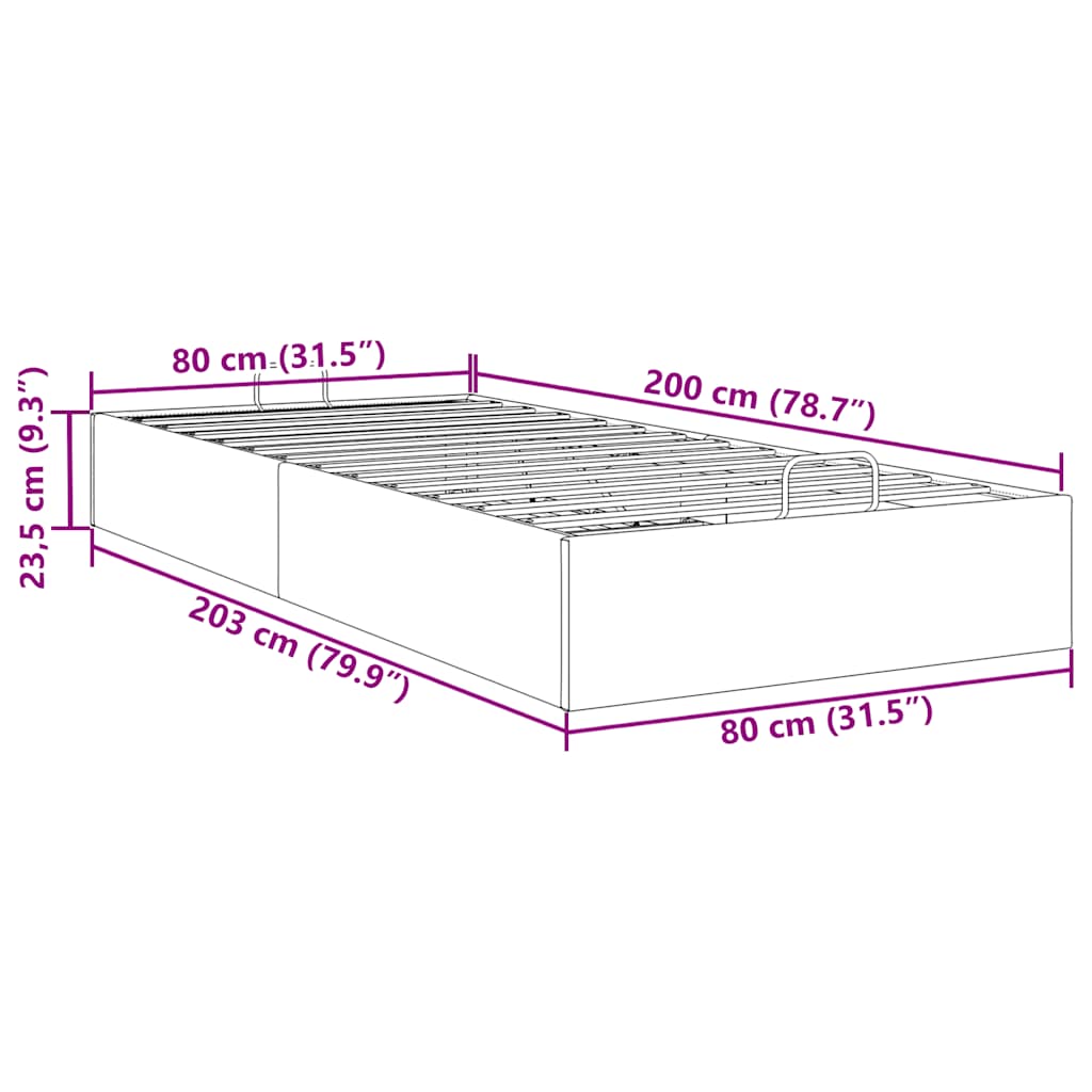 Struttura Letto Pouf senza Materasso 80x200 cm Similpelle