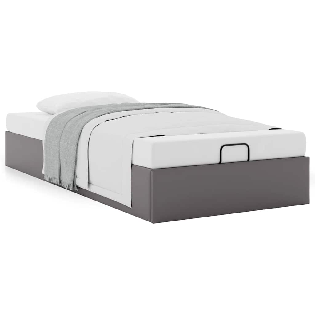 Struttura Letto Pouf senza Materasso Grigio 90x190cm Similpelle
