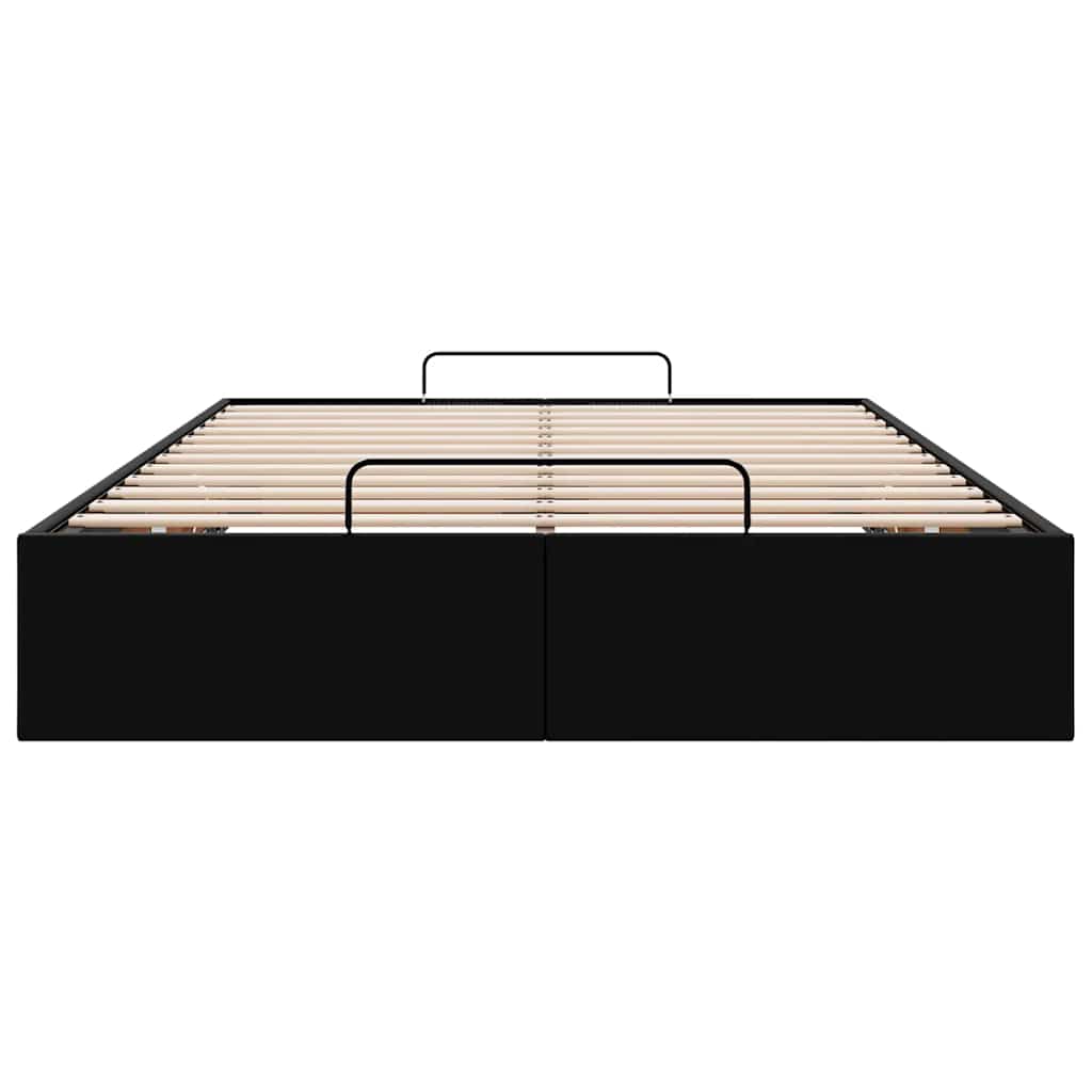 Struttura Letto Pouf senza Materasso Nero 120x190 cm Similpelle