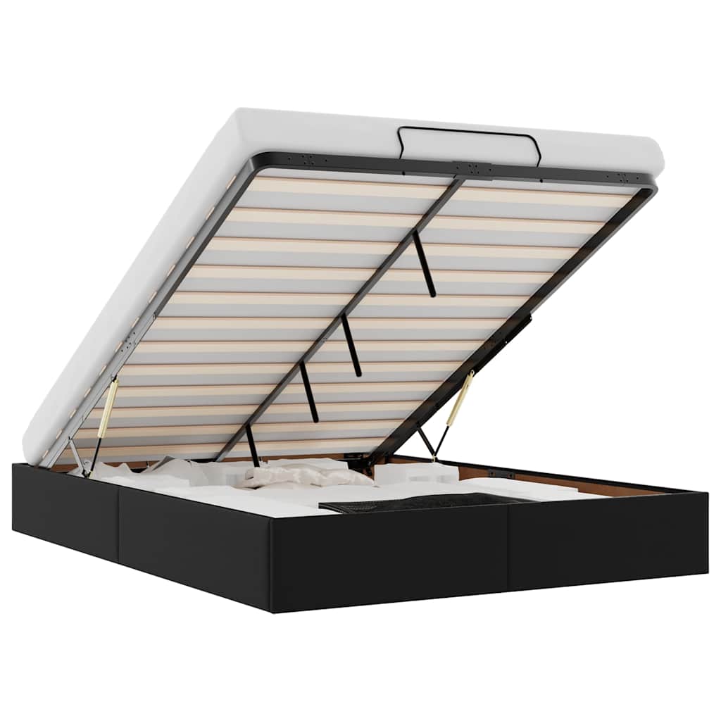 Struttura Letto Pouf senza Materasso Nero 140x190 cm Similpelle - homemem39