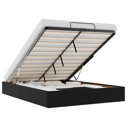 Struttura Letto Pouf senza Materasso Nero 140x190 cm Similpelle - homemem39