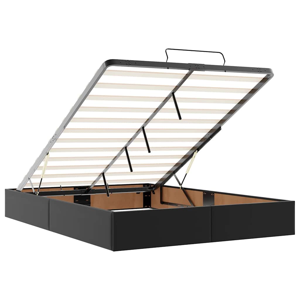 Struttura Letto Pouf senza Materasso Nero 140x190 cm Similpelle - homemem39