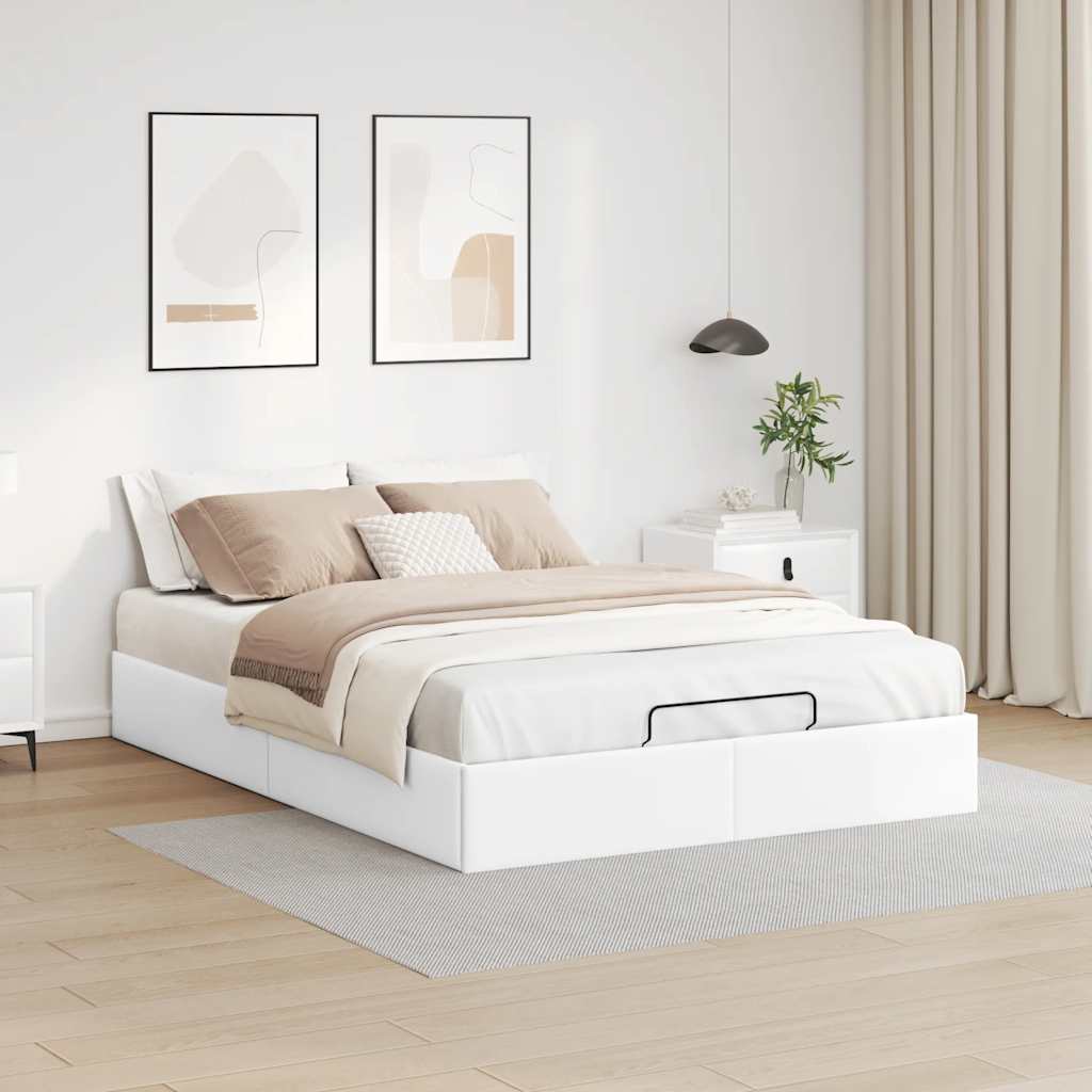 Struttura Letto Pouf senza Materasso Bianco 140x190 cm