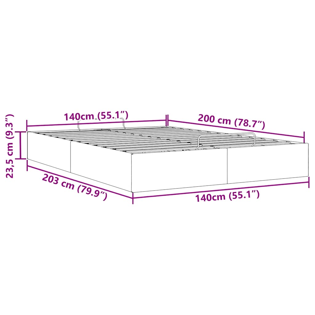 Struttura Letto Pouf senza Materasso 140x200 cm Similpelle