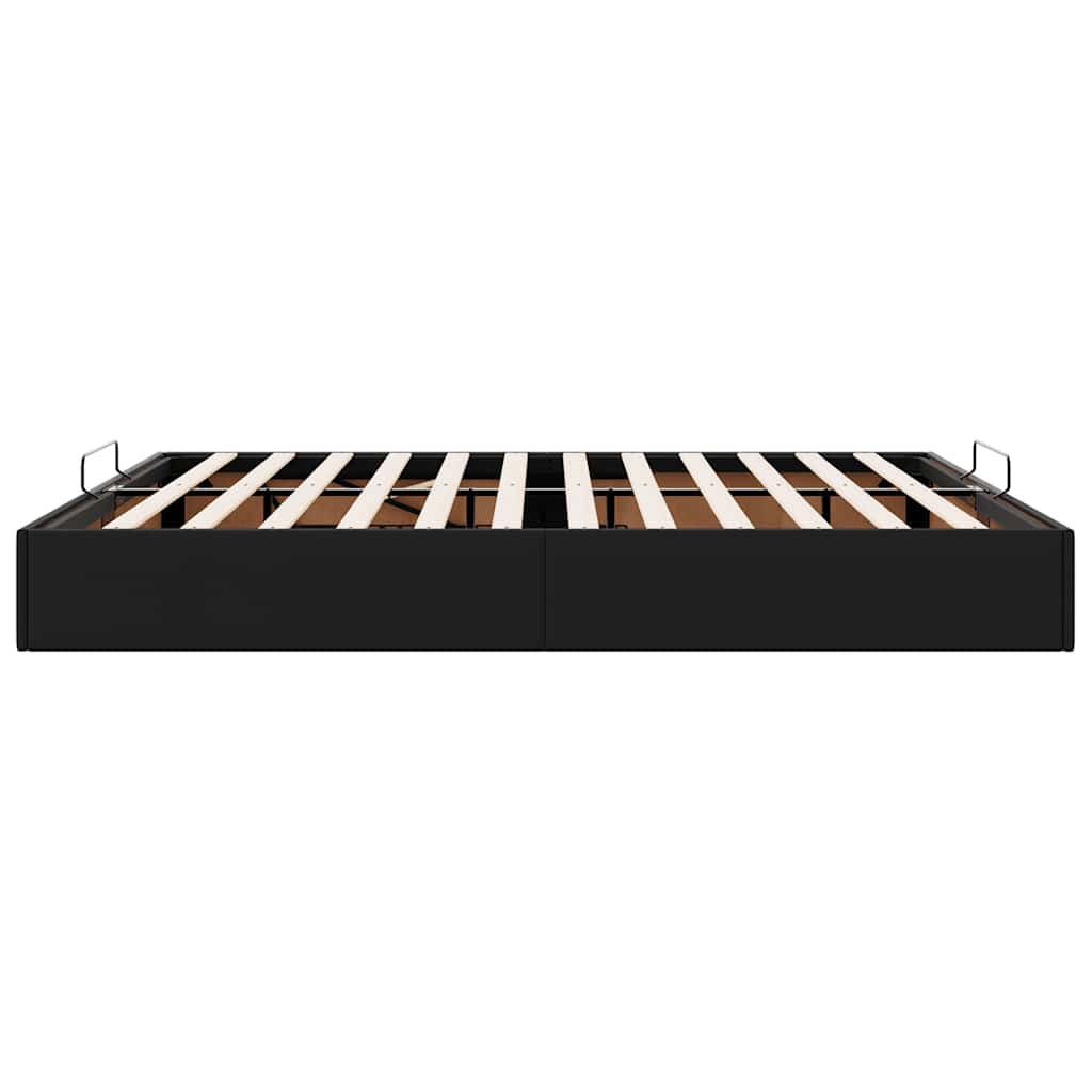 Struttura Letto Pouf senza Materasso Nero 160x200 cm Similpelle