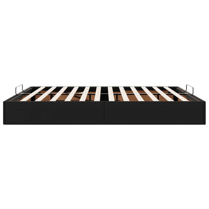 Struttura Letto Pouf senza Materasso Nero 160x200 cm Similpelle
