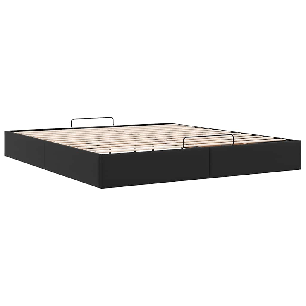 Struttura Letto Pouf senza Materasso Nero 160x200 cm Similpelle