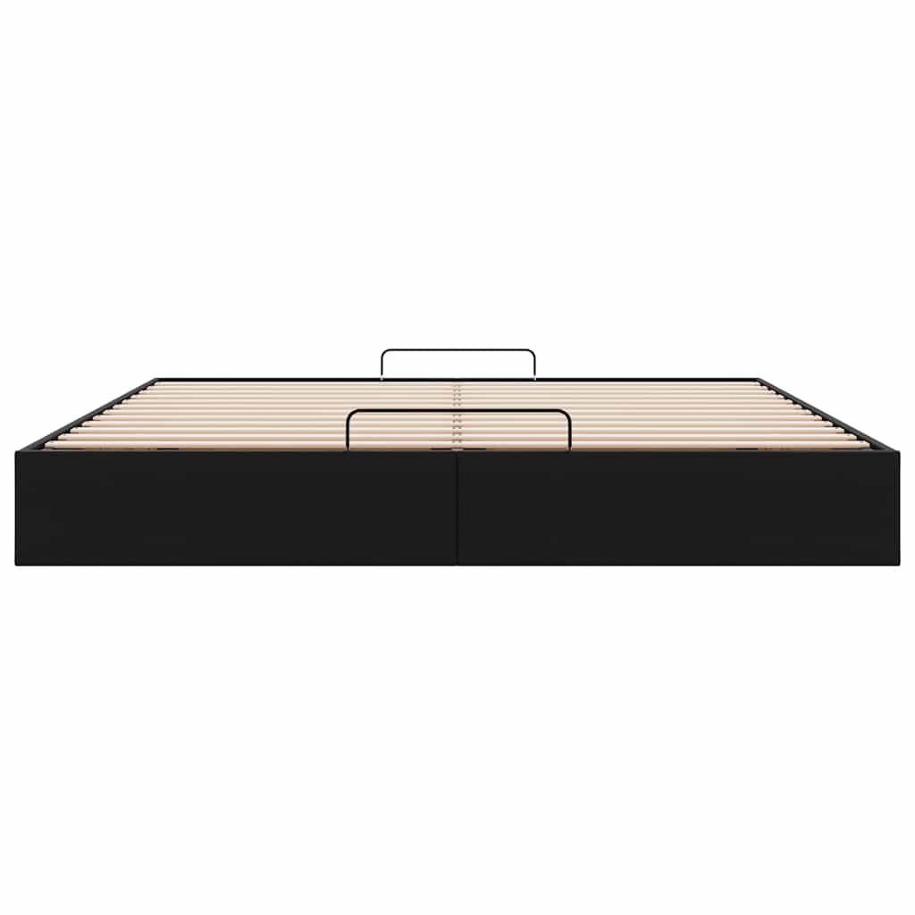 Struttura Letto Pouf senza Materasso Nero 200x200 cm Similpelle