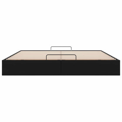 Struttura Letto Pouf senza Materasso Nero 200x200 cm Similpelle