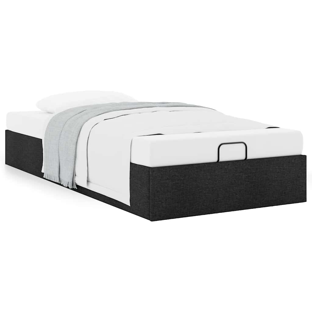 Struttura Letto Pouf senza Materasso Nero 80x200 cm in Tessuto