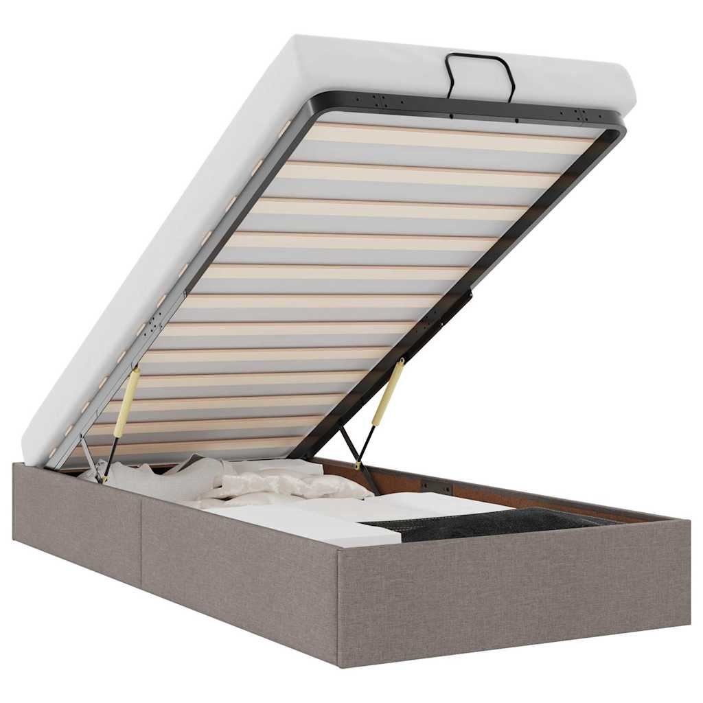 Struttura Letto Pouf senza Materasso Tortora 80x200 cm Tessuto