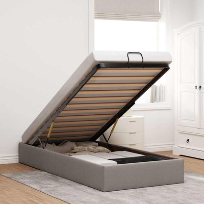 Struttura Letto Pouf senza Materasso Tortora 80x200 cm Tessuto