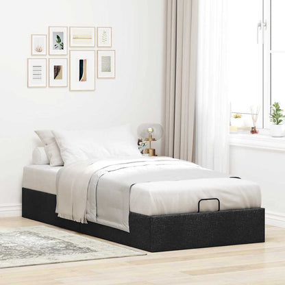 Struttura Letto Pouf senza Materasso Nero 90x190 cm in Tessuto