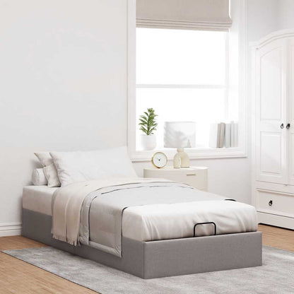 Struttura Letto Pouf senza Materasso Tortora 90x190 cm Tessuto