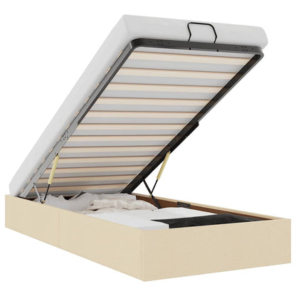 Struttura Letto Pouf senza Materasso Crema 90x190 cm in Tessuto