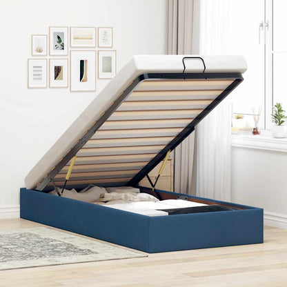 Struttura Letto Pouf senza Materasso Blu 90x190 cm in Tessuto