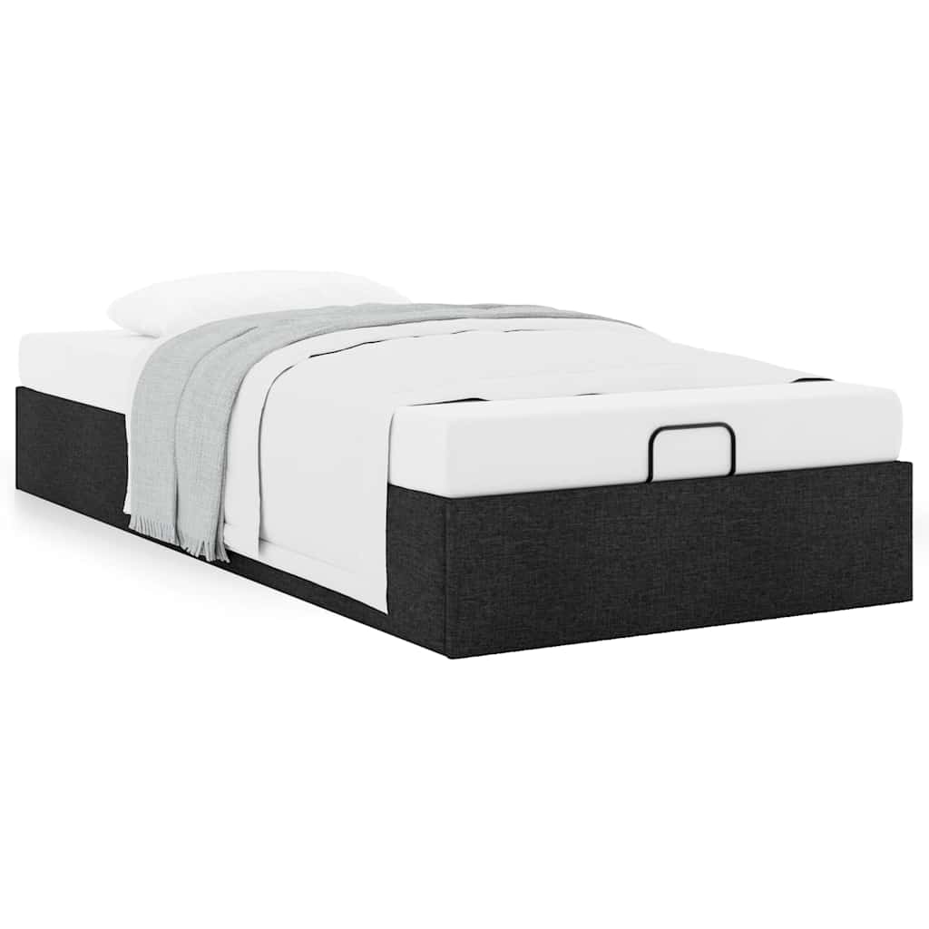 Struttura Letto Pouf senza Materasso Nero 90x200 cm in Tessuto