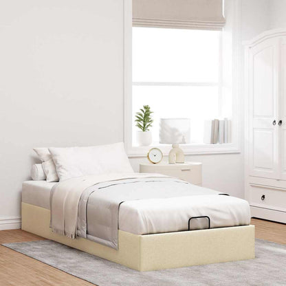 Struttura Letto Pouf senza Materasso Crema 90x200 cm in Tessuto