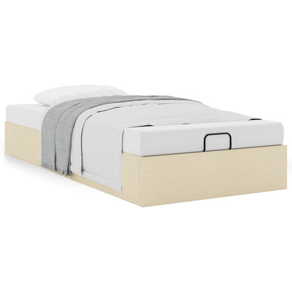 Struttura Letto Pouf senza Materasso Crema 90x200 cm in Tessuto