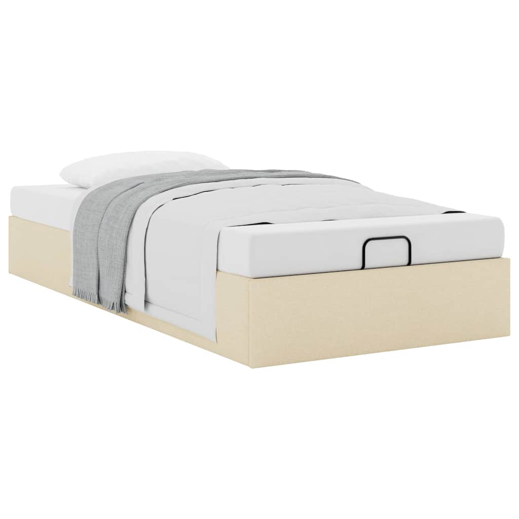 Struttura Letto Pouf senza Materasso Crema 90x200 cm in Tessuto