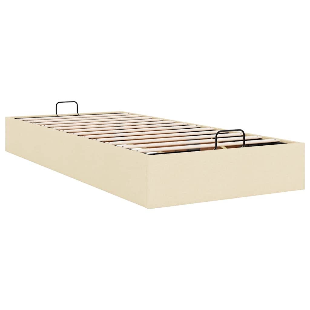 Struttura Letto Pouf senza Materasso Crema 90x200 cm in Tessuto
