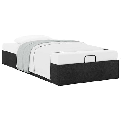 Struttura Letto Pouf senza Materasso Nero 100x200 cm in Tessuto