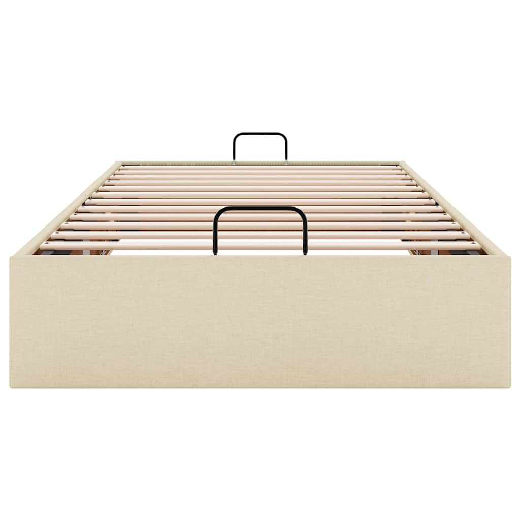 Struttura Letto Pouf senza Materasso Crema 100x200 cm Tessuto