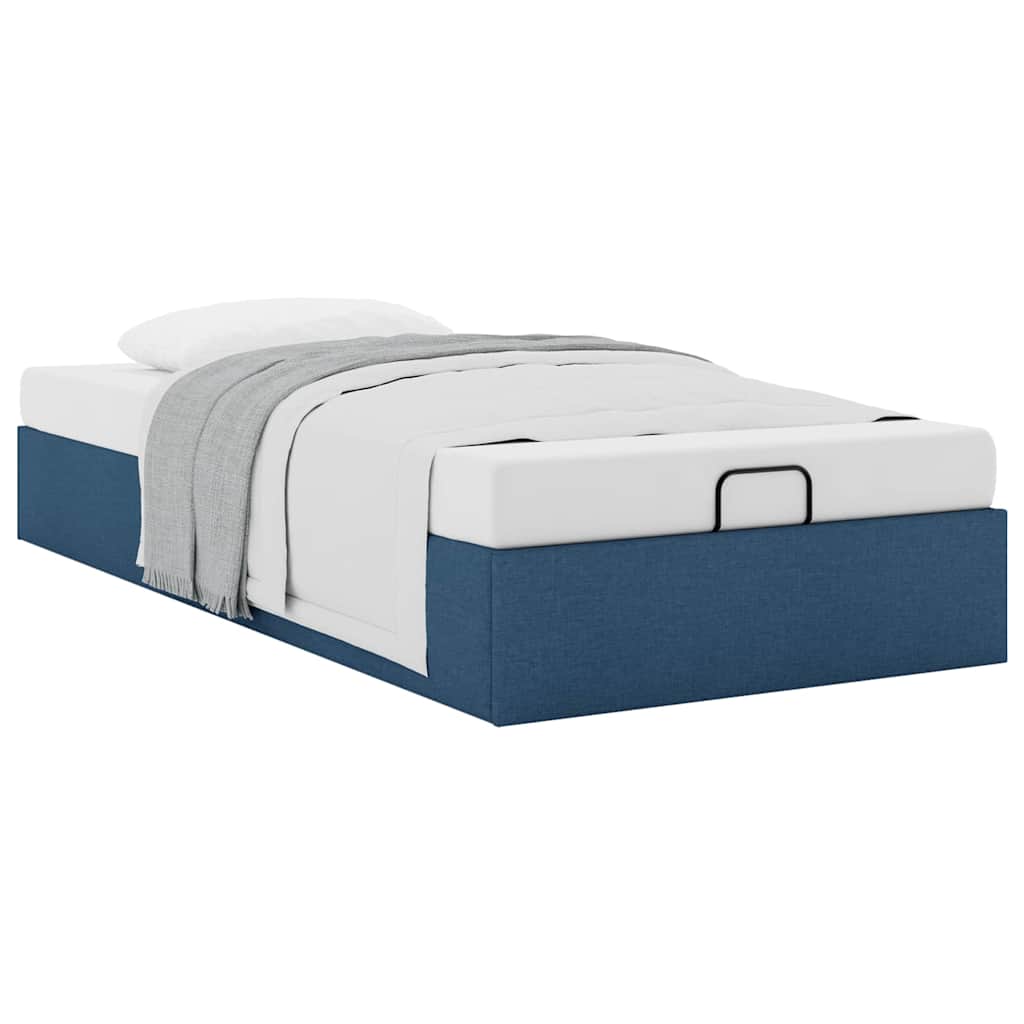 Struttura Letto Pouf senza Materasso Blu 100x200 cm in Tessuto