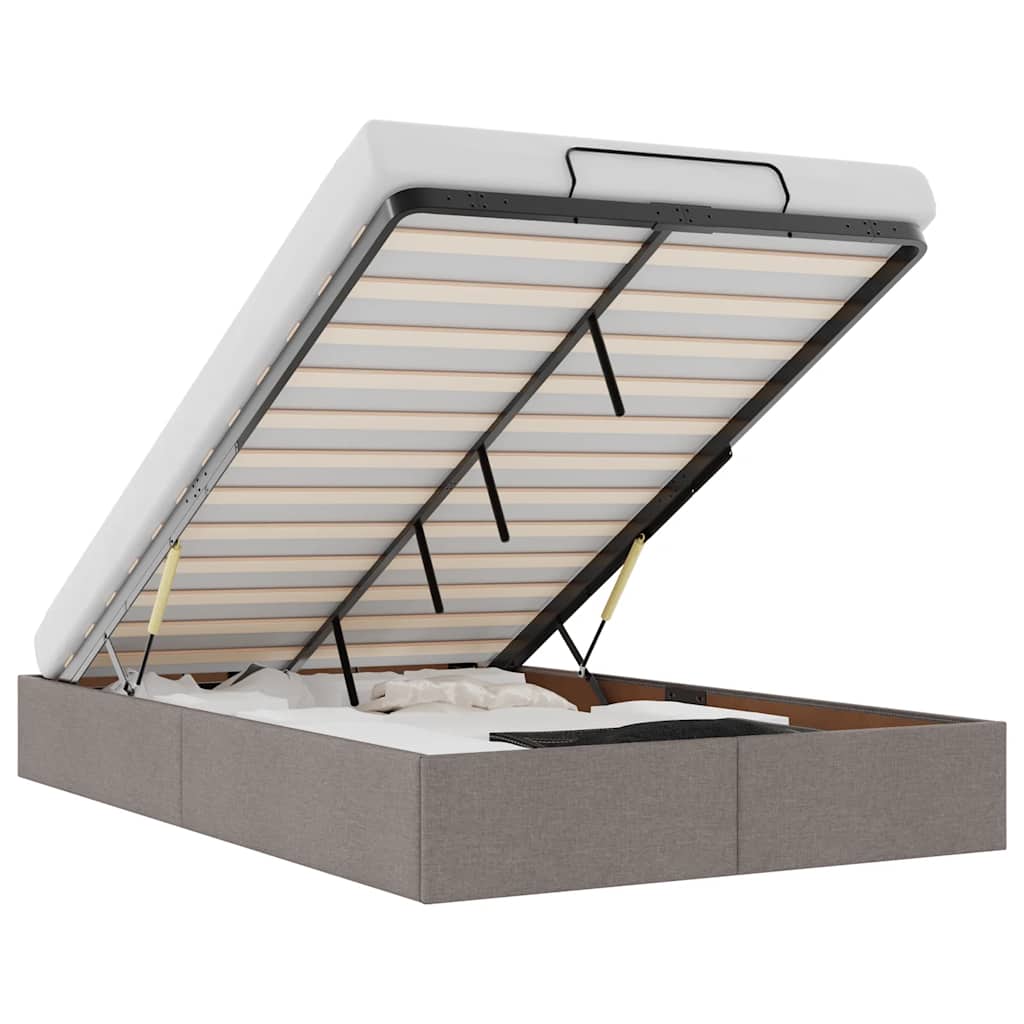 Struttura Letto Pouf senza Materasso Tortora 120x190 cm Tessuto