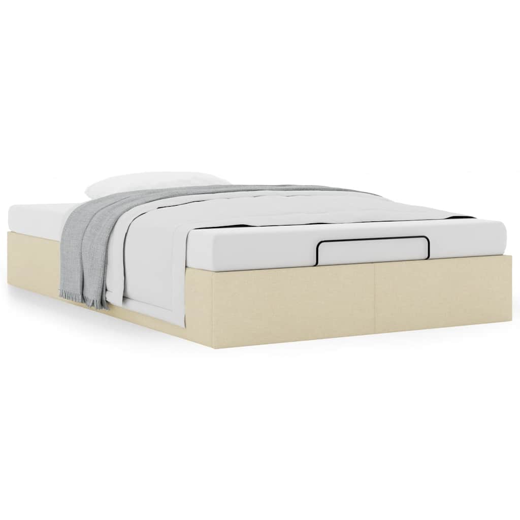 Struttura Letto Pouf senza Materasso Crema 120x190cm in Tessuto
