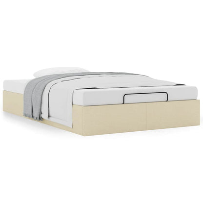 Struttura Letto Pouf senza Materasso Crema 120x190cm in Tessuto