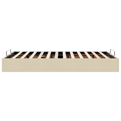 Struttura Letto Pouf senza Materasso Crema 120x190cm in Tessuto