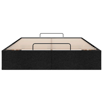 Struttura Letto Pouf senza Materasso Nero 120x200 cm in Tessuto