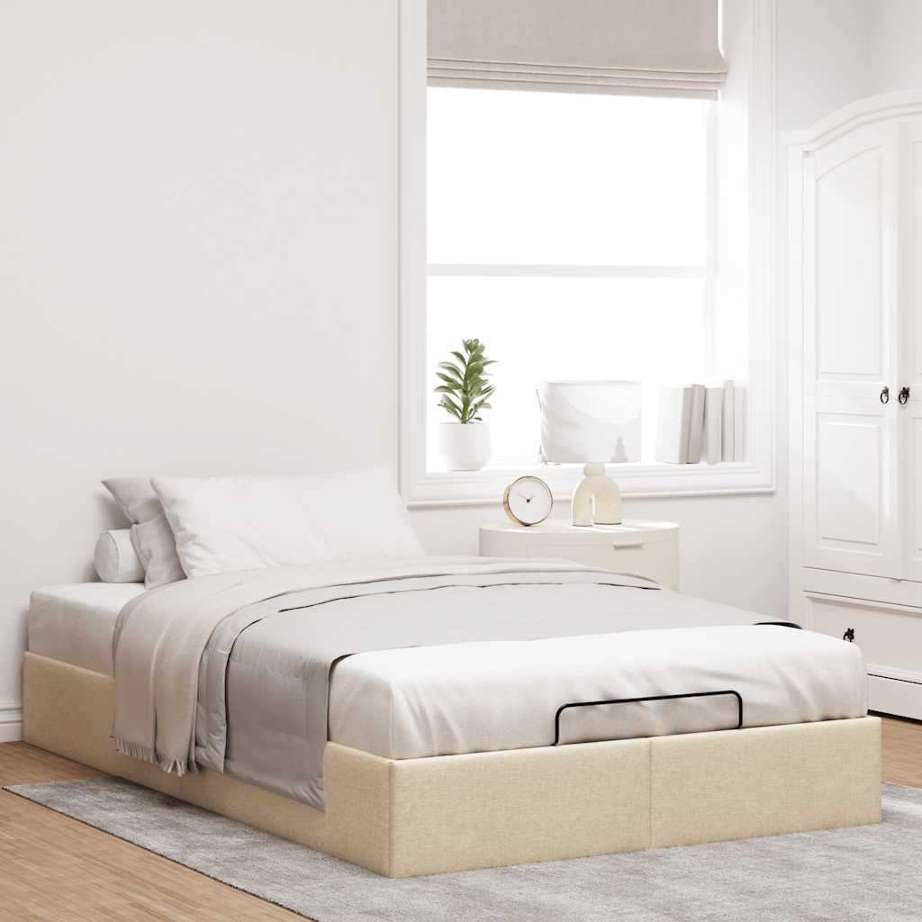 Struttura Letto Pouf senza Materasso Crema 120x200 cm Tessuto | homemem39