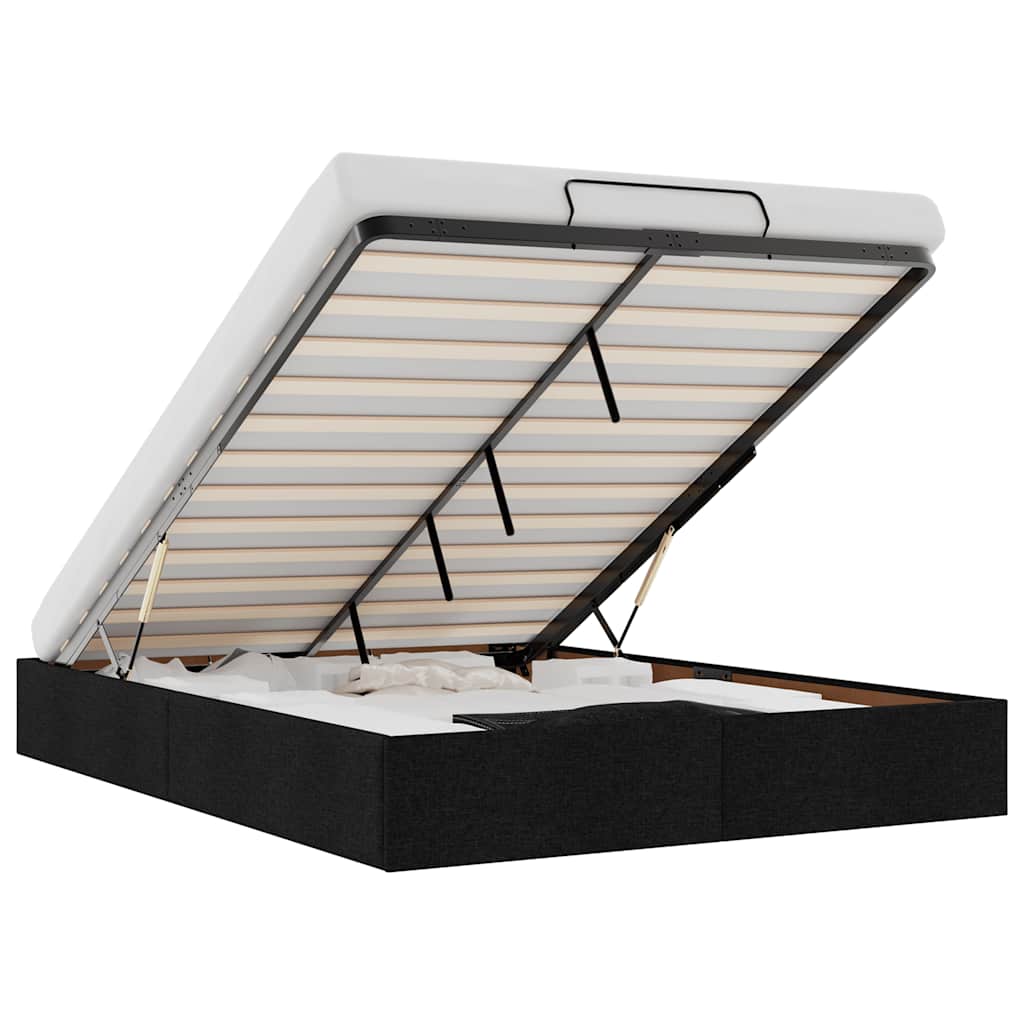 Struttura Letto Pouf senza Materasso Nero 140x190 cm in Tessuto - homemem39