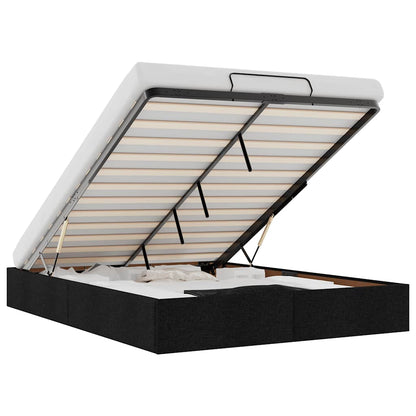 Struttura Letto Pouf senza Materasso Nero 140x190 cm in Tessuto - homemem39