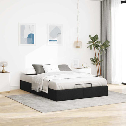 Struttura Letto Pouf senza Materasso Nero 140x190 cm in Tessuto