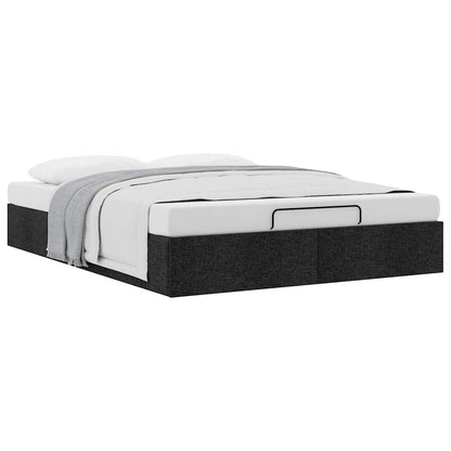 Struttura Letto Pouf senza Materasso Nero 140x190 cm in Tessuto